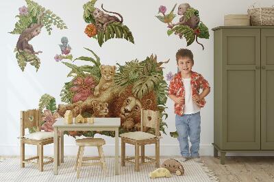 Muurstickers 60x92 Safari exotische dieren in de pastelkleurige jungle
