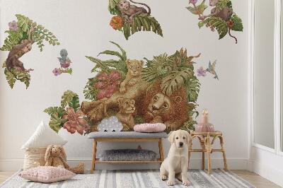 Muurstickers 60x92 Safari exotische dieren in de pastelkleurige jungle