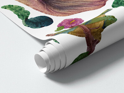 Muurstickers 60x76 Wilde dieren en de tropen in een tekenfilmversie