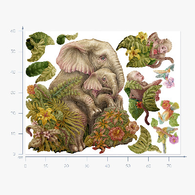 Muurstickers 60x75 Safari met exotische dieren en planten