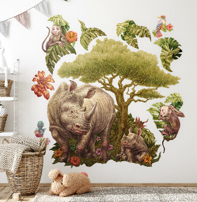 Muurstickers 60x65 Wilde safari in pastelkleuren