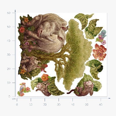 Muurstickers 60x65 Wilde safari in pastelkleuren