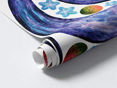 Muurstickers 60x93 Ruimteraketreis met astronauten en planeten