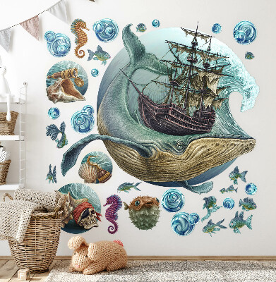 Muurstickers 60x73 Een onderwatersprookje met zeedieren