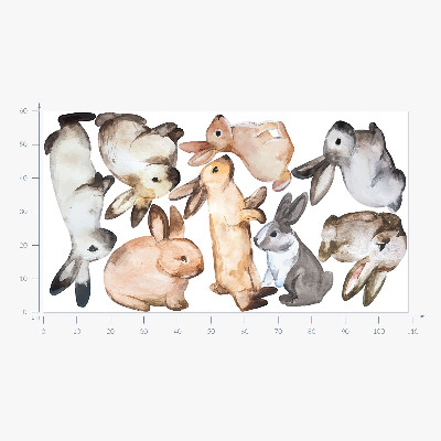 Muurstickers 60x108 Pastelkonijntjes in aquareltechniek