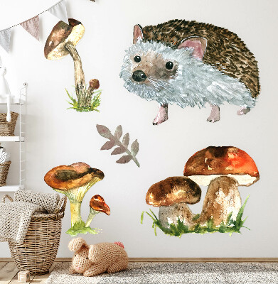 Muurstickers 60x93 Een boscompositie van planten en dieren in aquarel