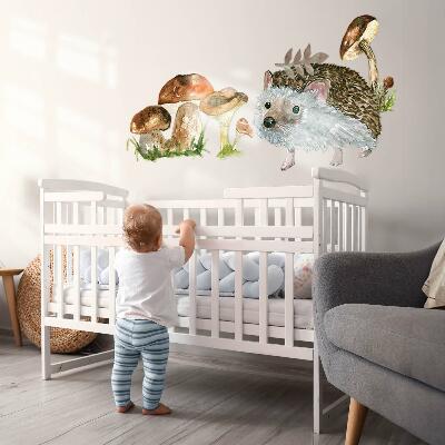 Muurstickers 60x93 Een boscompositie van planten en dieren in aquarel