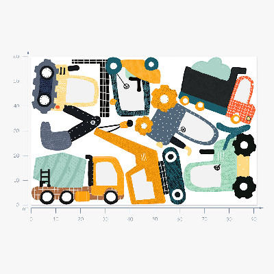 Muurstickers 60x91 Werkvoertuigen in bouwkleuren