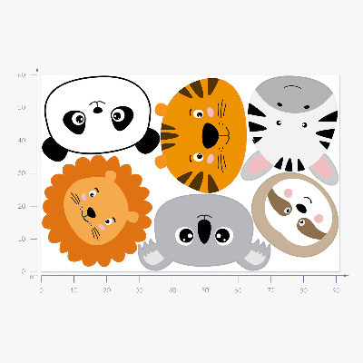 Muurstickers 60x91 Safari met wilde dieren in een charmante editie