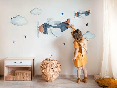 Muurstickers 60x102 Pastelvliegtuigen op een aquarelachtergrond