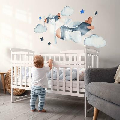 Muurstickers 60x102 Pastelvliegtuigen op een aquarelachtergrond