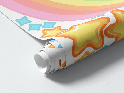 Muurstickers 60x108 Kleurrijke eenhoorn in regenbooglucht