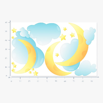 Muurstickers 60x96 Nachtelijke hemel met subtiele maan en sterren