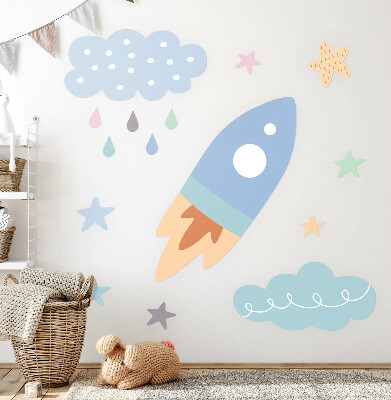 Muurstickers 60x100 Kosmische pasteldromen met sterren en wolken