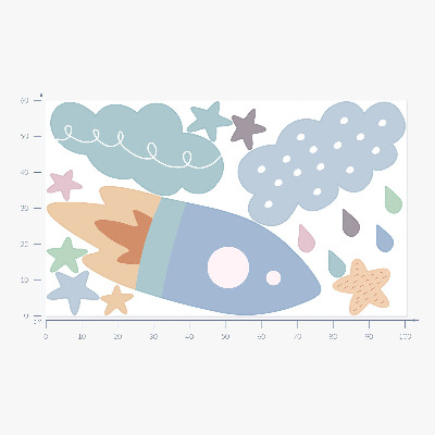 Muurstickers 60x100 Kosmische pasteldromen met sterren en wolken