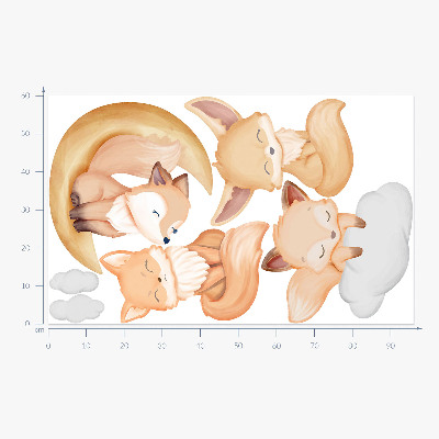 Muurstickers 60x96 Schattige aquareldieren in hemelse stijl