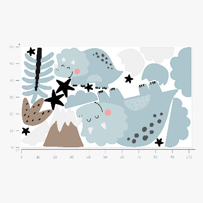 Muurstickers 60x102 Dinosaurussen in pastelkleurige vegetatie