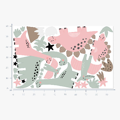 Muurstickers 60x96 Dinosaurussen in een pastelkleurige jungle