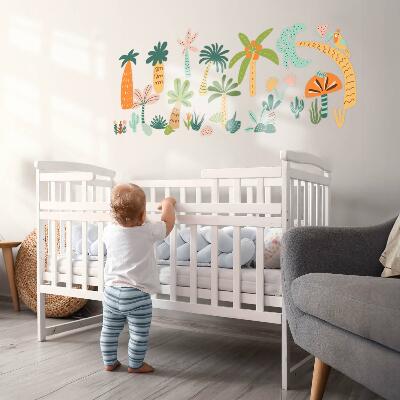 Muurstickers 60x84 Tropische bomen in pasteltinten