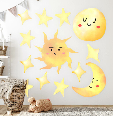 Muurstickers 60x90 Aquarelhemel met sterren en pastels