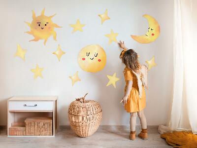 Muurstickers 60x90 Aquarelhemel met sterren en pastels