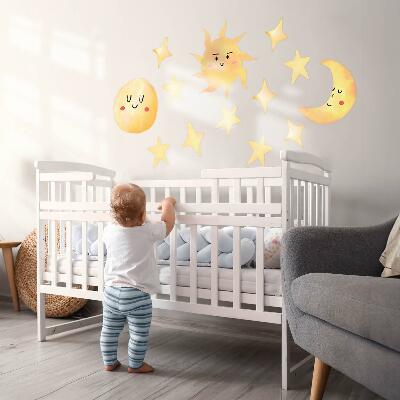 Muurstickers 60x90 Aquarelhemel met sterren en pastels