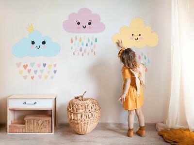Muurstickers 60x77 Vrolijke wolken met regen in pasteltinten