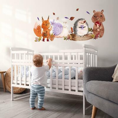 Muurstickers 60x96 Boswezens in herfstige aquareltinten