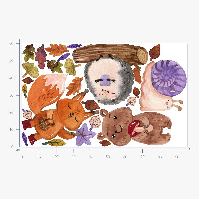 Muurstickers 60x96 Boswezens in herfstige aquareltinten