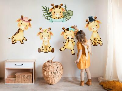 Muurstickers 60x102 Pastelgiraffen in een aquarelsafaristijl