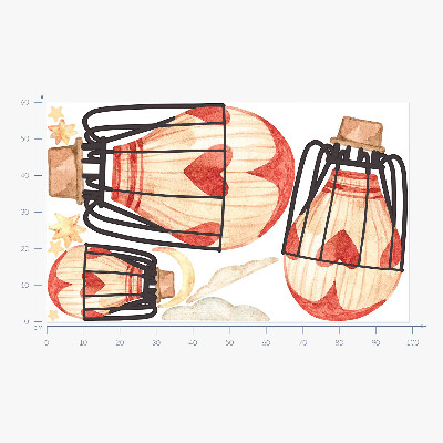 Muurstickers 60x99 Boho ballonnen en sterren in aquarelstijl