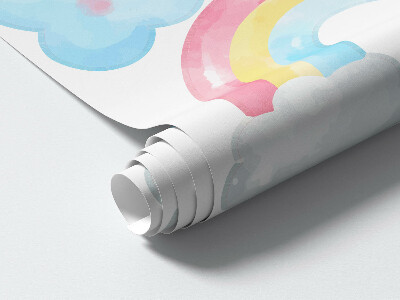 Muurstickers 60x89 Pastelkleurige luchtmotieven in aquarelstijl