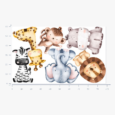 Muurstickers 60x99 Safari-dieren in een charmante pastelesthetiek