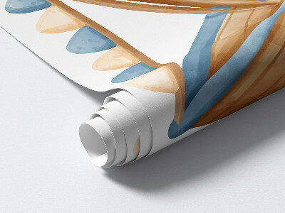 Muurstickers 60x79 Zeedieren en een boot in pastelwaterverf