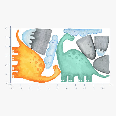 Muurstickers 60x108 Dinosaurussen in pastelkleurige aquarellandschappen