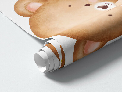 Muurstickers 60x103 Pastelkleurige teddyberen in aquarelversie