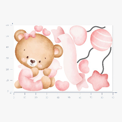 Muurstickers 60x90 Een schattige teddybeer in een delicate aquarelstijl
