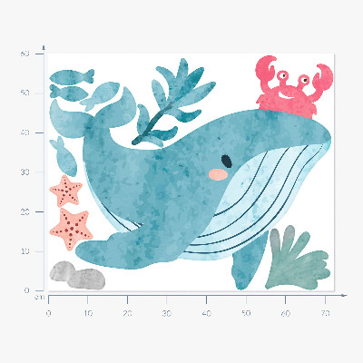 Muurstickers 60x72 Een onderwaterland van aquarelwezens