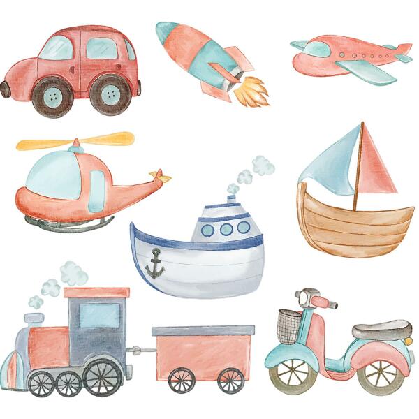Muurstickers 60x94 Transportwaterverf in pasteltinten