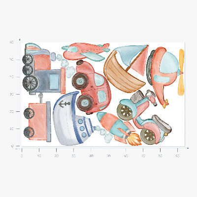 Muurstickers 60x94 Transportwaterverf in pasteltinten