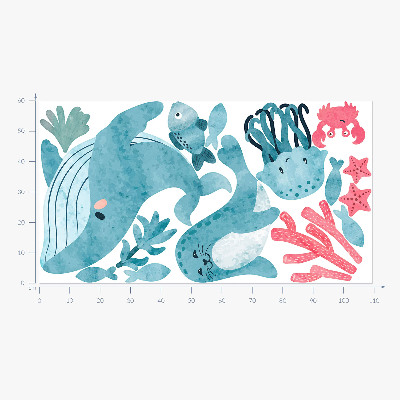 Muurstickers 60x109 Een zeeparadijs in aquarelstijl