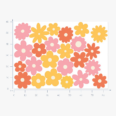 Muurstickers 60x84 Pastelkleurige bloemenaccenten in een vrolijke uitvoering