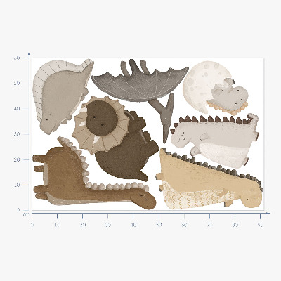 Muurstickers 60x91 Schattige pastel boho dinosaurussen