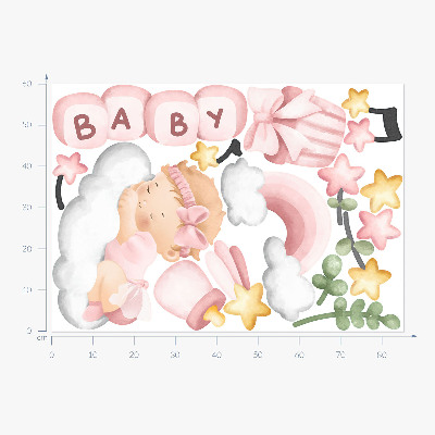 Muurstickers 60x85 Pastelkleurige aquareldecoraties voor een kleine prinses