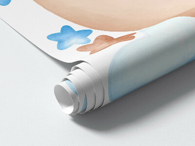 Muurstickers 60x99 Wolkenkonijn op een pastelmaan