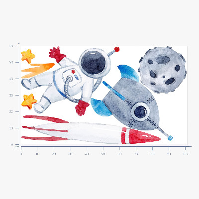 Muurstickers 60x101 Ruimtepastelpatroon met astronaut en raketten