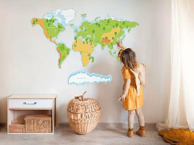 Muurstickers 60x86 Wereldkaart in pastelkleurige educatieve contouren