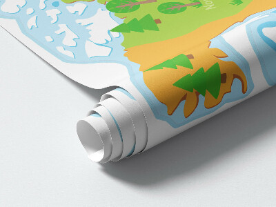 Muurstickers 60x86 Wereldkaart in pastelkleurige educatieve contouren