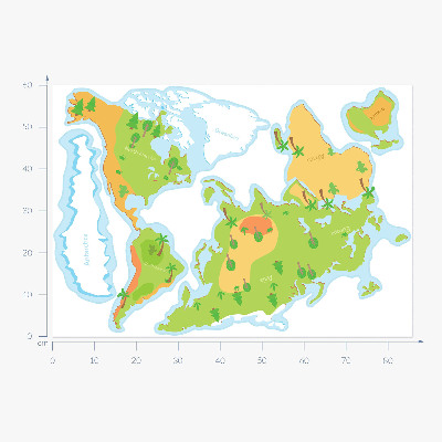 Muurstickers 60x86 Wereldkaart in pastelkleurige educatieve contouren