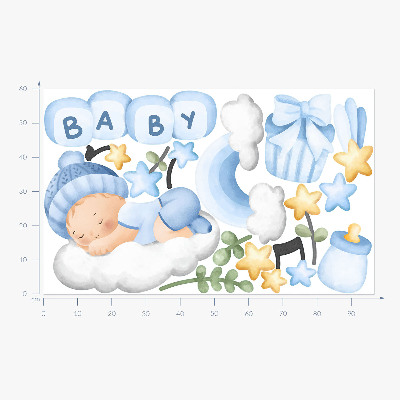 Muurstickers 60x96 Pastelkleurige aquareldecoraties voor een jongen